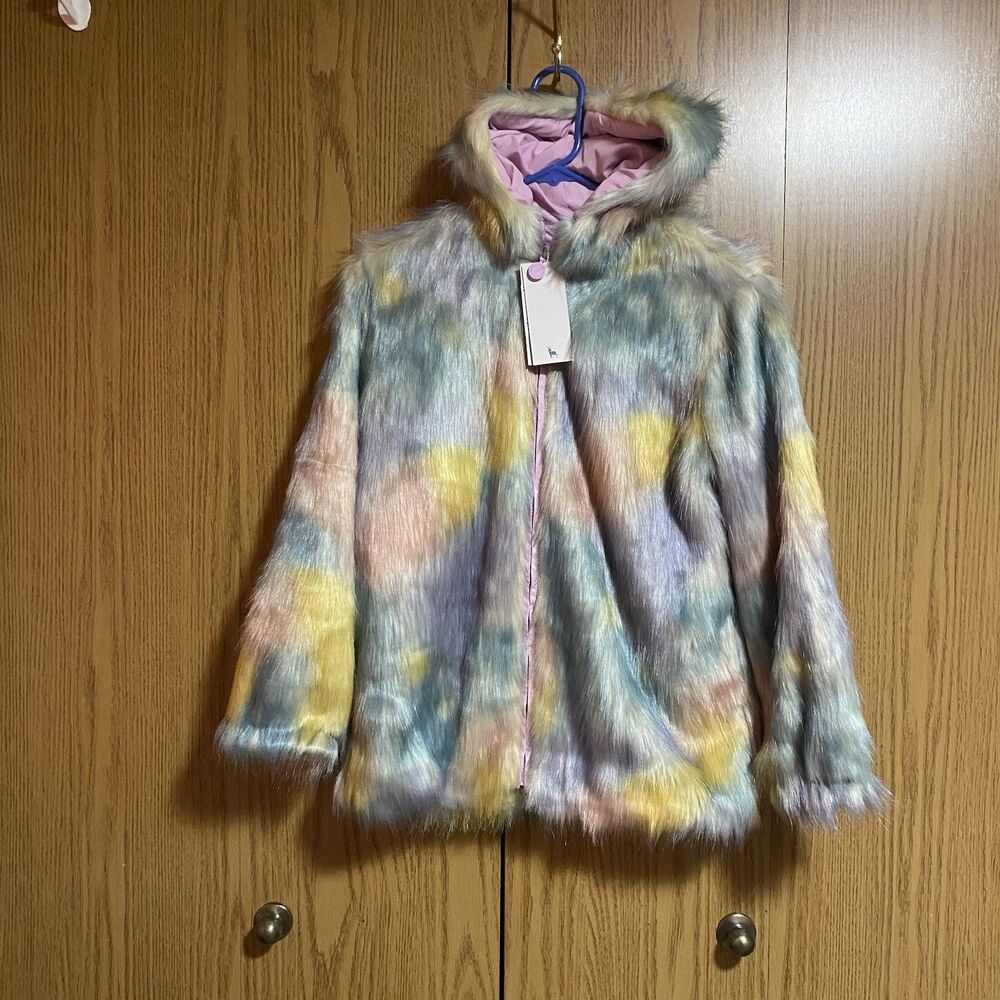 NWT Stella McCartney Girl’s 10 Years Pastel Faux Fur Coat